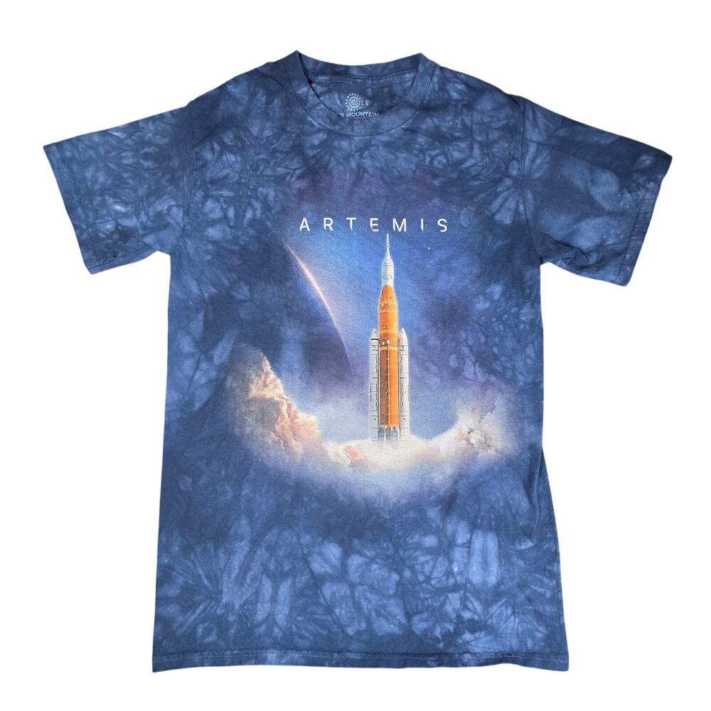 The Mountain Artemis T Shirt NASA Space Blue Tie Dye Sz SM Kennedy Space Center